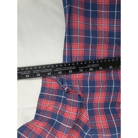 GAP Shirt Mens L Red Blue Check 100% Cotton Flannel Twill Standard Fit Button Up - Picture 5 of 6